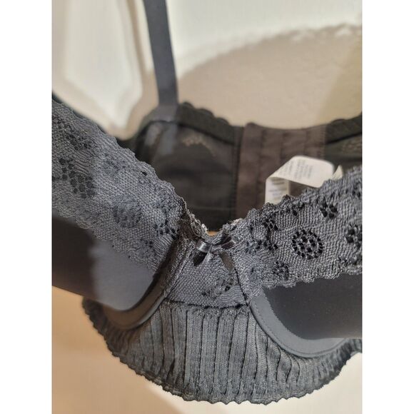 EUC Aerie 34DDD Black Lined Real Happy Demi Lined Underwire Lace Bra 4 Hook Back - Picture 5 of 8
